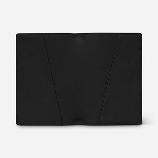 Personalised black saffiano leather passport cover with internal pockets