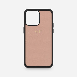 Nude Embossed Saffiano Leather iPhone Case