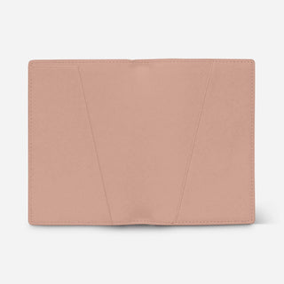 Personalised nude saffiano leather passport cover with internal pockets