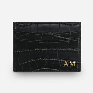 Black Croc Leather Card Holder