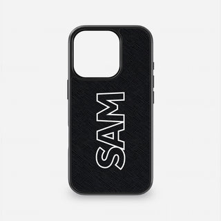 Black Saffiano Leather iPhone Case – Outline