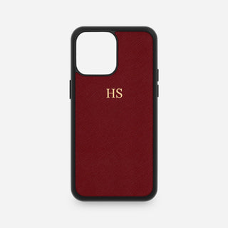 Burgundy Embossed Saffiano Leather iPhone Case