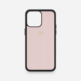 Pale Pink Embossed Saffiano Leather iPhone Case