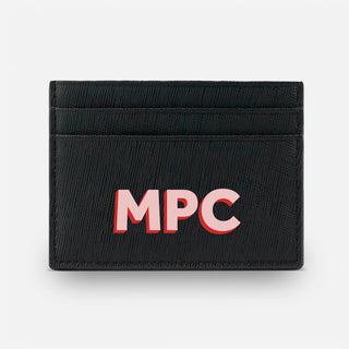 Black Saffiano Leather Card Holder – Shadow Text