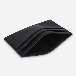 Black Saffiano leather card holder showing multiple card slots and central pocket
