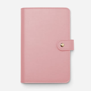 Pink a6 planner binder with gold snap button closure