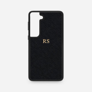 Black Saffiano Leather Samsung Case